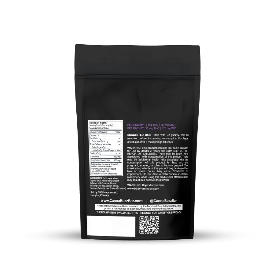 Cannabuzz 5mg THC Northern Lights Gummies back label