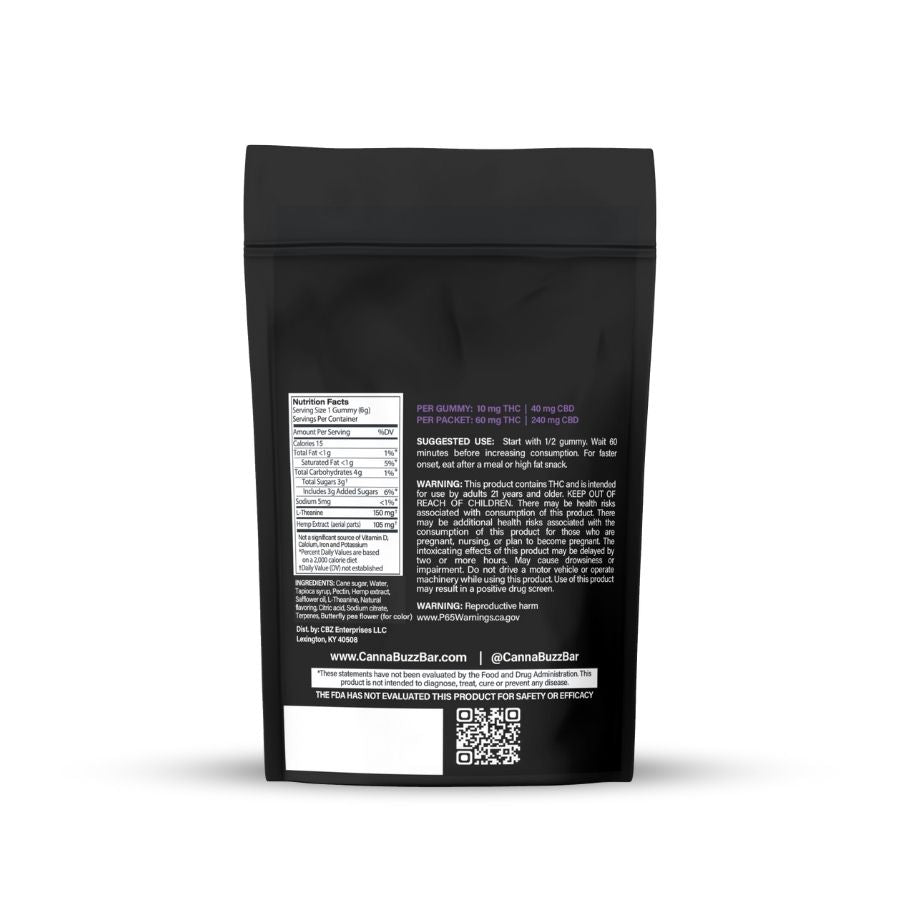 Cannabuzz 10mg THC Northern Lights Sleep Gummies back label