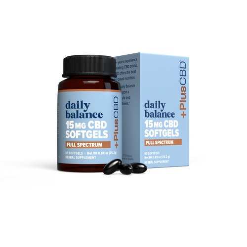Plus CBD Oil Gold Softgels - 15mg CBD per softgel (60ct bottle) *NEW LOOK - SAME GREAT FORMULA*