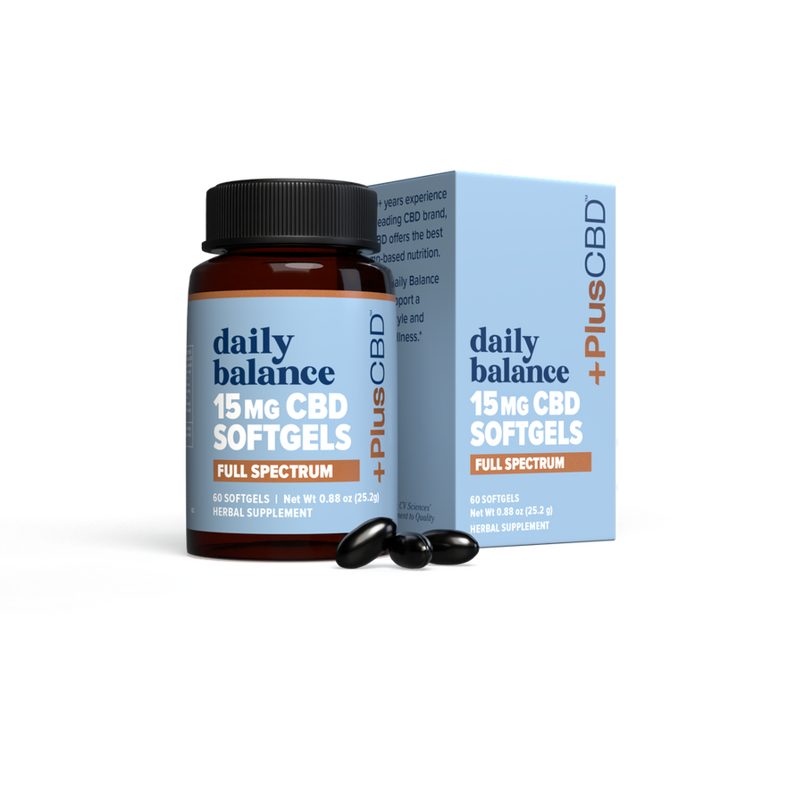 Plus CBD Oil Gold Softgels - 15mg CBD per softgel (60ct bottle) *NEW LOOK - SAME GREAT FORMULA*