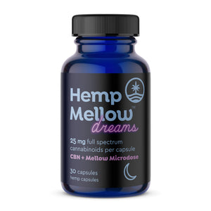 Hemp Mellow Dreams -25mg full spectrum cannabinoids per capsule + CBN + Mellow Microdose