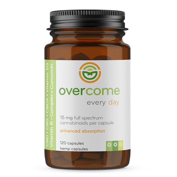 Overcome Every Day 30ct 15mg CBD + CBG +CBDA Capsules | Anavii Market