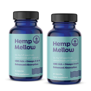 Hemp Mellow 25mg Full Spectrum Cannabinoid Capsules - 30ct, or 90ct